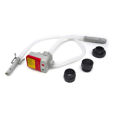 HBM professional battery-operated oil, petrol and liquid pump with hoses and 3 adapters.