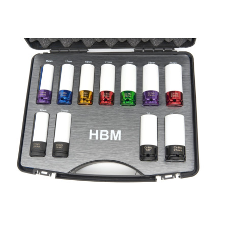 HBM 11-Piece Long Impact Socket Set with Protective Caps, 1/2-inch