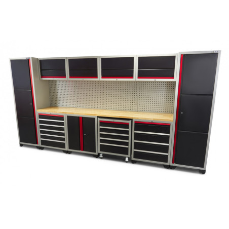 Système d'atelier modulaire professionnel de luxe HBM, 16 pièces, noir rouge 9508