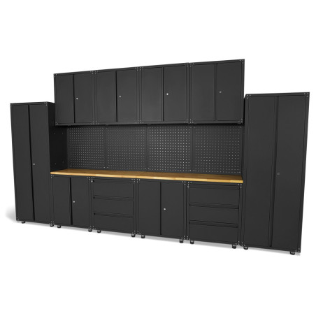 Système d'atelier modulaire premium HBM, 16 pièces, noir mat KH13103