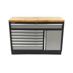HBM Professional Tool Cabinet 7 Drawers 136 cm, Workbench with Door for Workshop Equipment