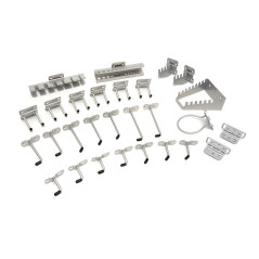 HBM Crochets de suspension et crémaillères 28 pièces pour planches à outils à trous carrés H130445