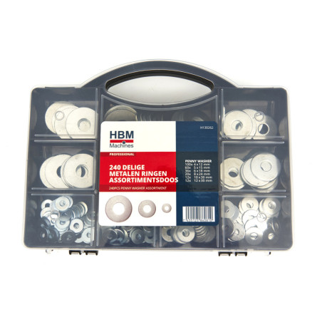 HBM 240 Assortment Boxes Steel Metal Washers