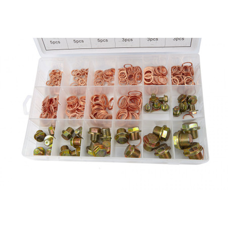 HBM 534 Pieces of Copper Drain Plugs and Ring Assortment