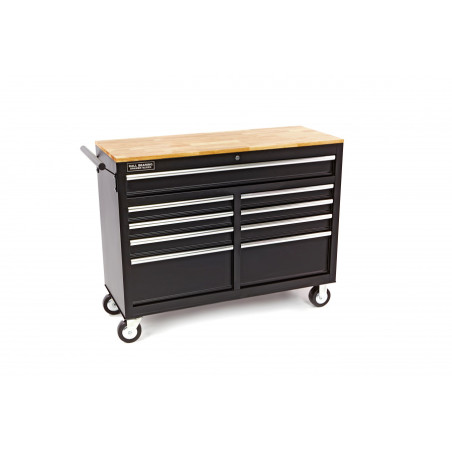 HBM mobile tool trolley with wooden worktop - 117 cm - black