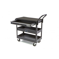 HBM 3-Tier Tool Trolley with Drawer and Shelf - 87 cm - Black