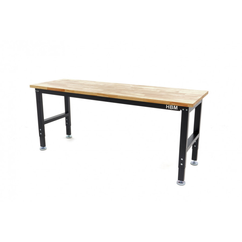 HBM Professional height-adjustable workbench with solid wood worktop 182 cm