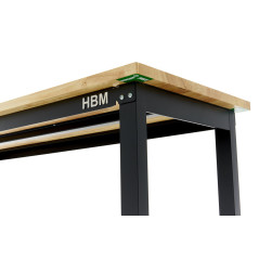 HBM Établi professionnel réglable en hauteur avec plan de travail en bois massif 182 cm 10306