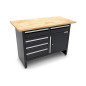 120 cm HBM workbench with 5 drawers, 1 door and solid wood worktop