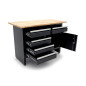 120 cm HBM workbench with 5 drawers, 1 door and solid wood worktop