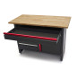 HBM Workbench 120 cm with 4 Drawers, 1 Door and Wooden Top - Black