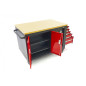 HBM mobile tool trolley, workbench with wooden worktop 10 drawers, red black