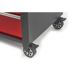 Chariot à outils mobile HBM, établi avec plan de travail en bois 10 tiroirs, rouge noir 9743