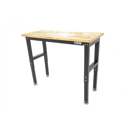 HBM Professional height-adjustable workbench with solid wood worktop 122 cm