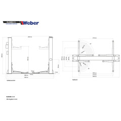 Weber Pont élévateur hydraulique professionnel 2 colonnes 4 tonnes, noir H131813